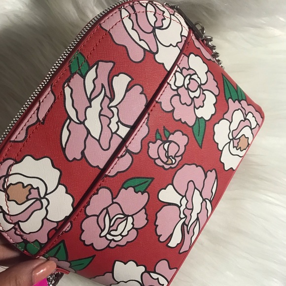SOLD Betsey Johnson red floral crossbody NWT - Picture 2 of 3